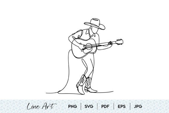 Cowboy Guitar Line Art SVG Review: A Rugged Design for Bold Embroidery Projects