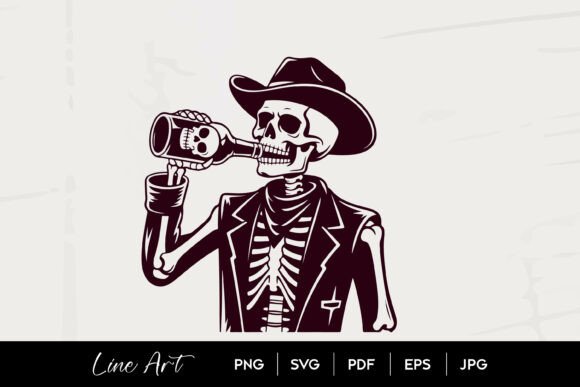 Drunk Skeleton Cowboy SVG: A Bold Embroidery Design for Creative Projects